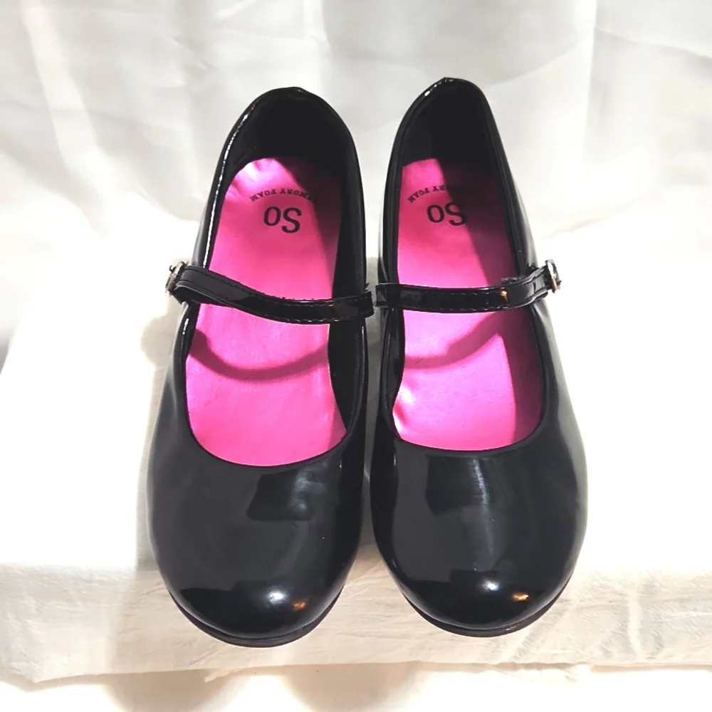 GIRLS SO (214396) TRAPEZE BLACK MARY JANE SHOES SIZE 2M